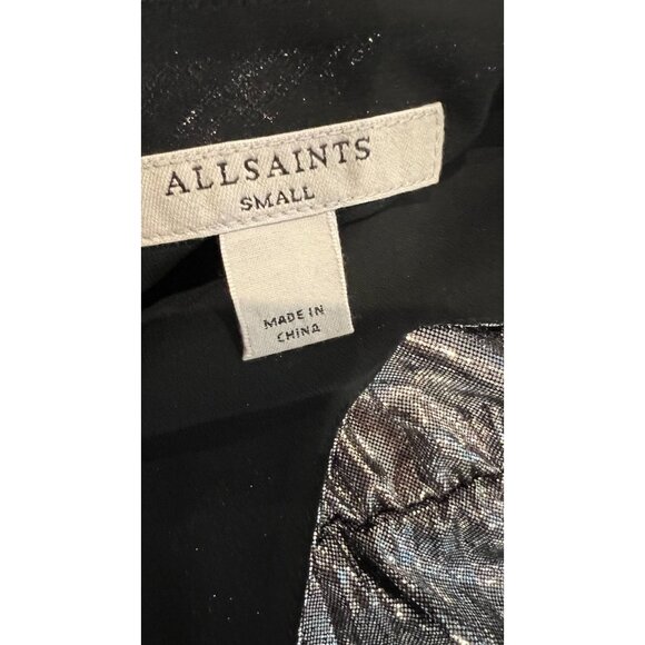 Allsaints Spark Metallic Pleated Maxi Dress Size S - Picture 7 of 8
